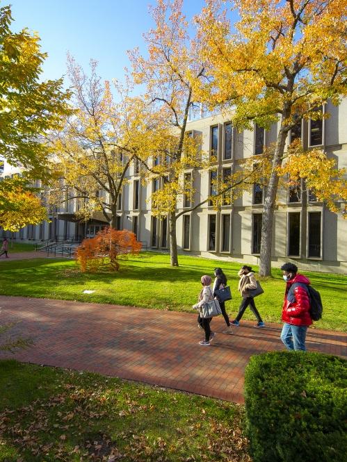 Students Walking across Rutgers Newark Campus